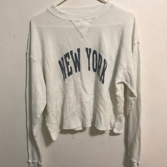 Brandy Melville Tops - Brandy Melville New York white Laila thermal top